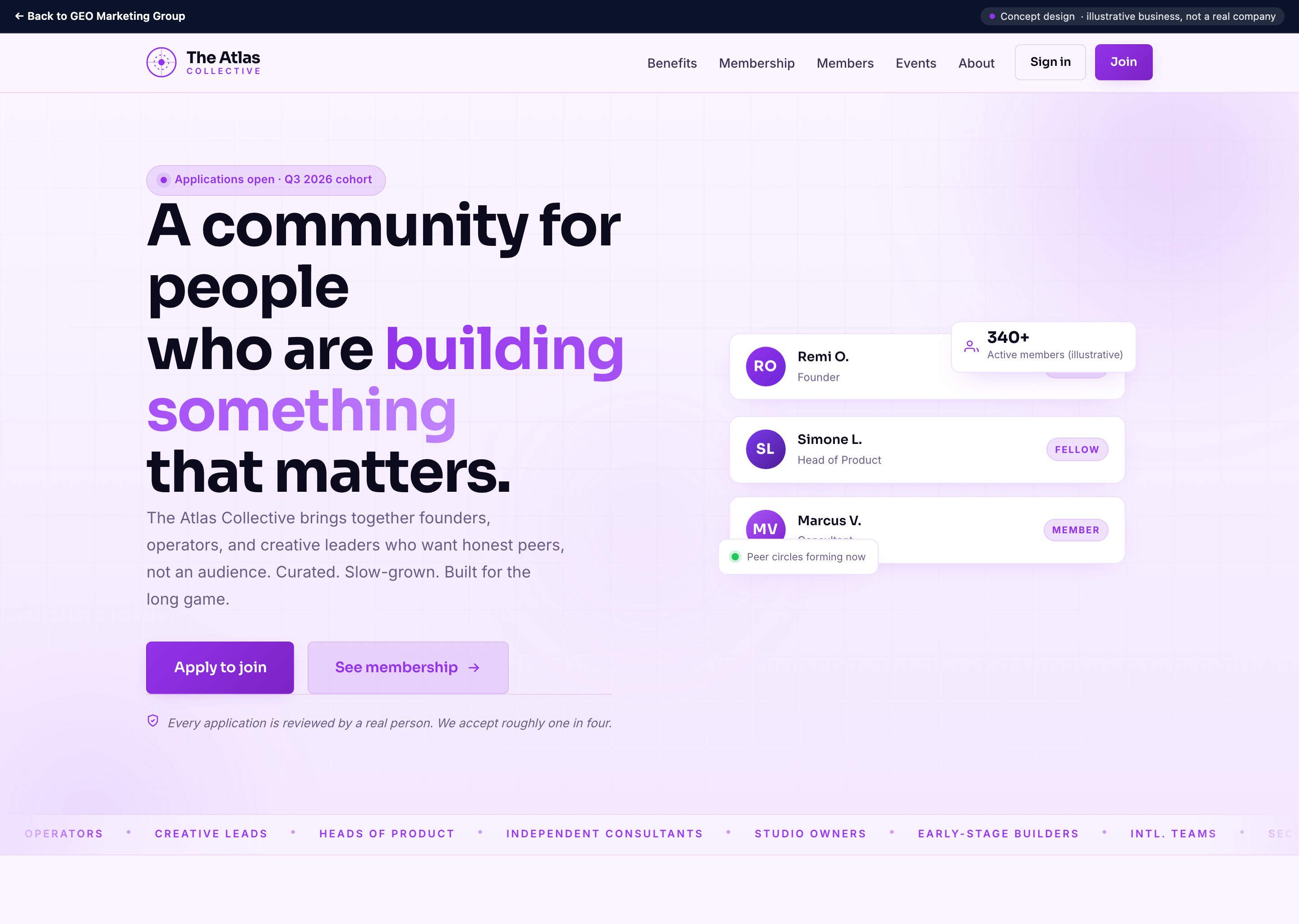 The Atlas Collective - concept website design