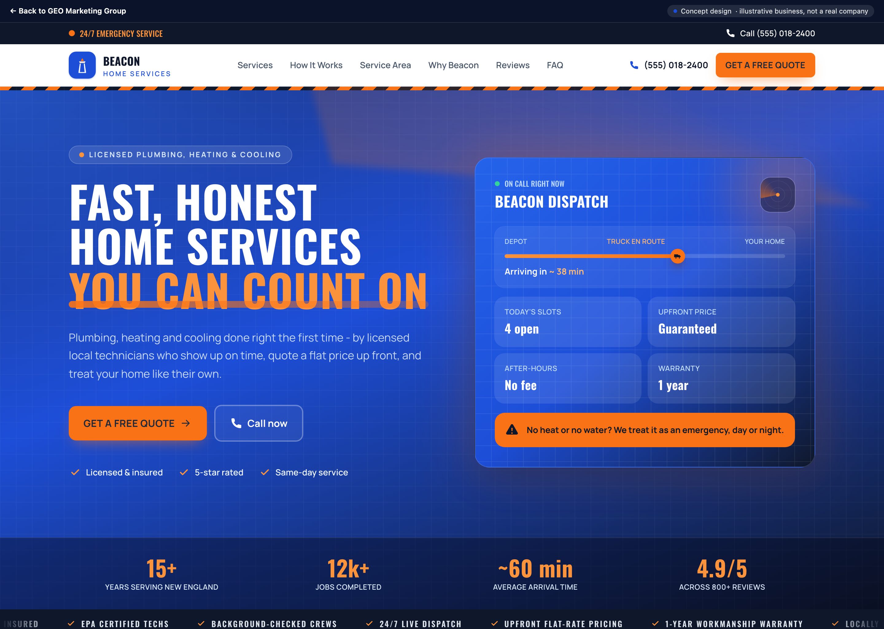 Beacon Home Services - concept website design