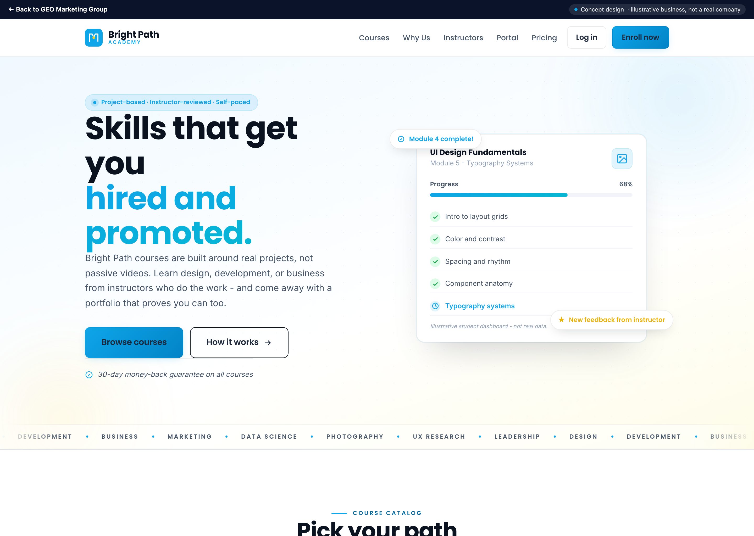 Bright Path Academy - concept website design