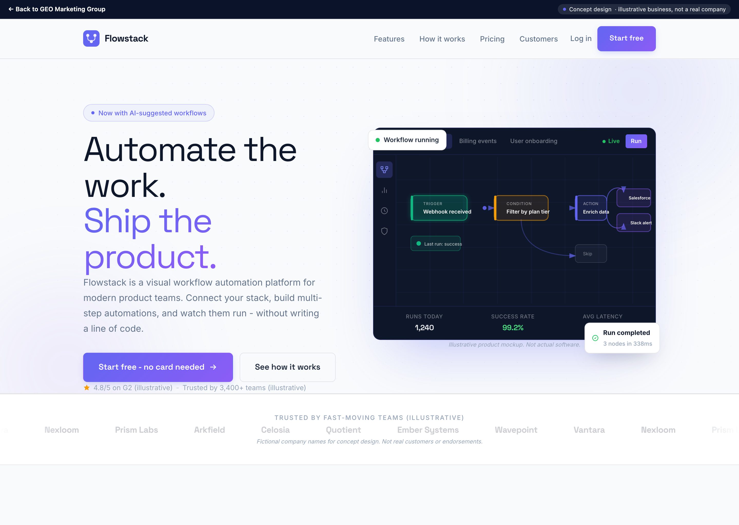 Flowstack - concept website design