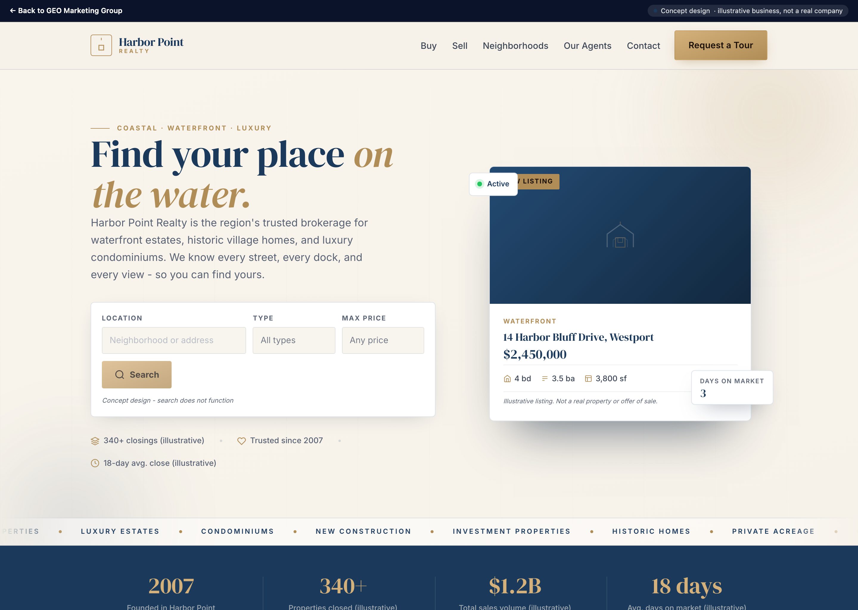 Harbor Point Realty - concept website design