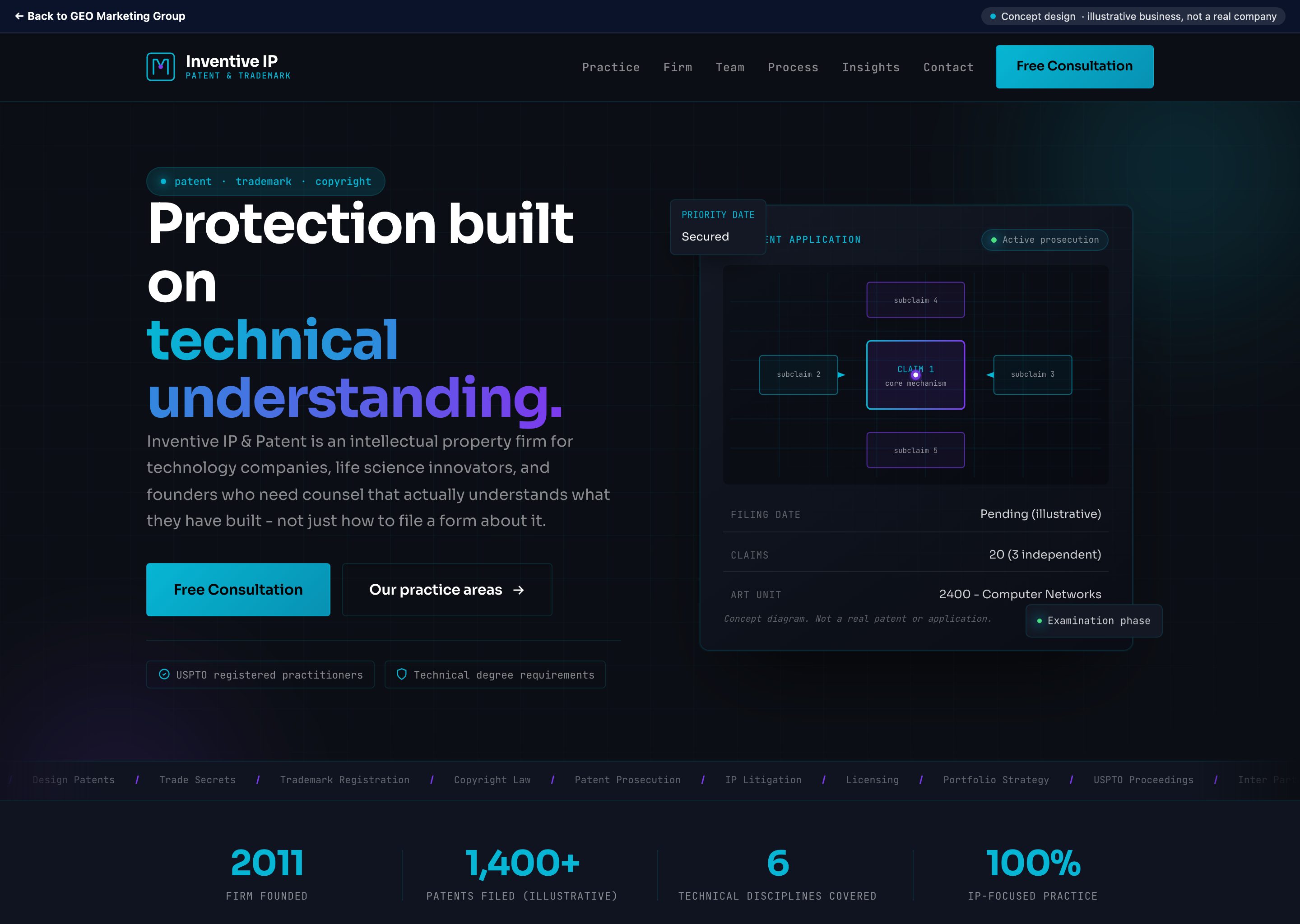 Inventive IP & Patent - concept website design