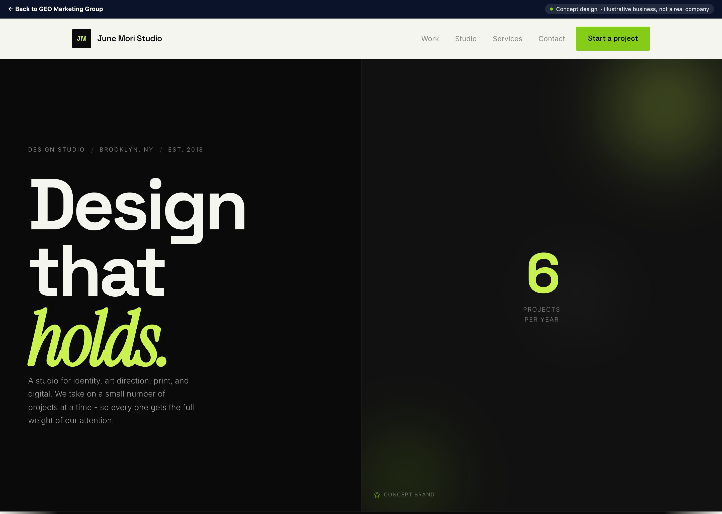 June Mori Studio - concept website design