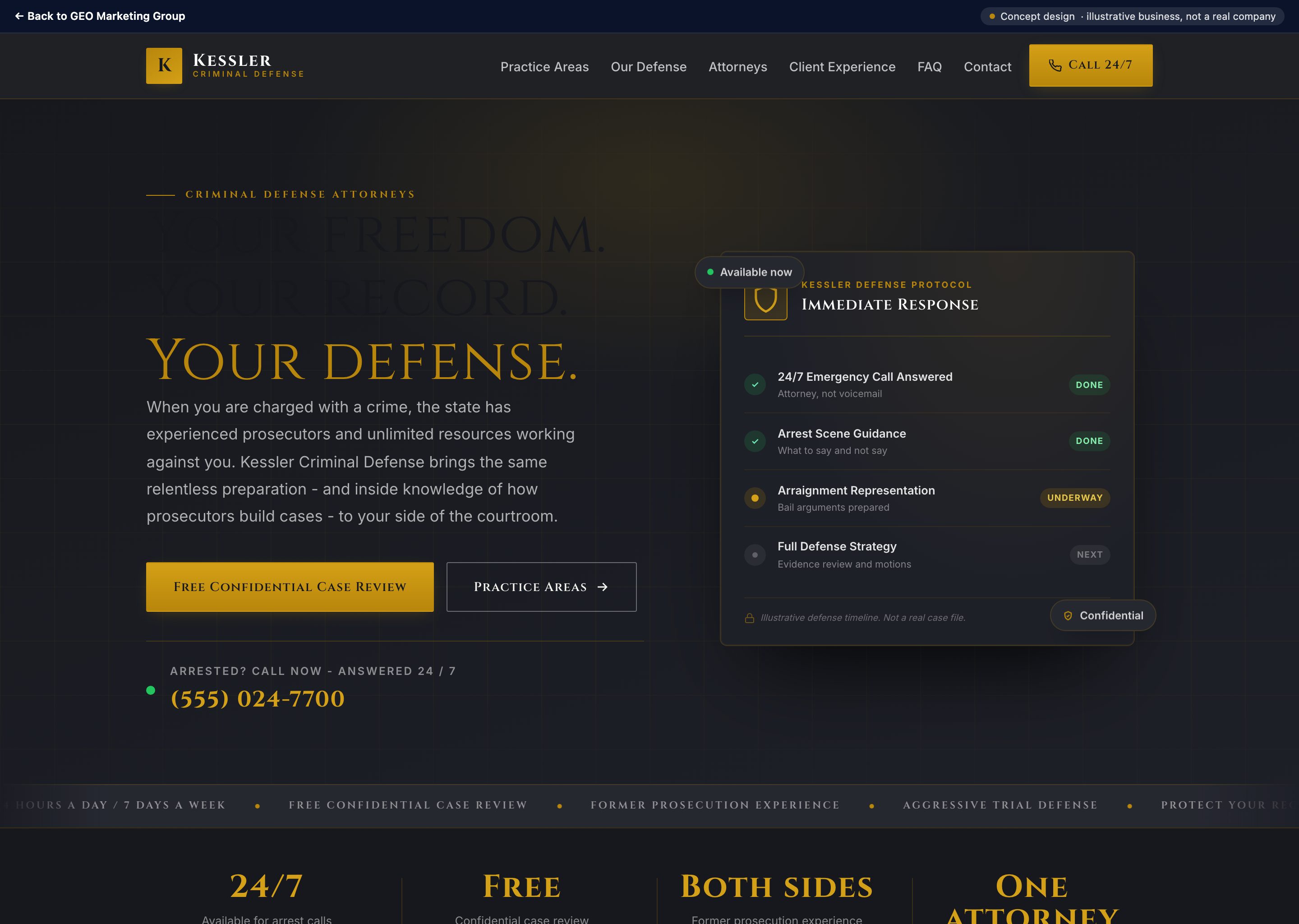 Kessler Criminal Defense - concept website design