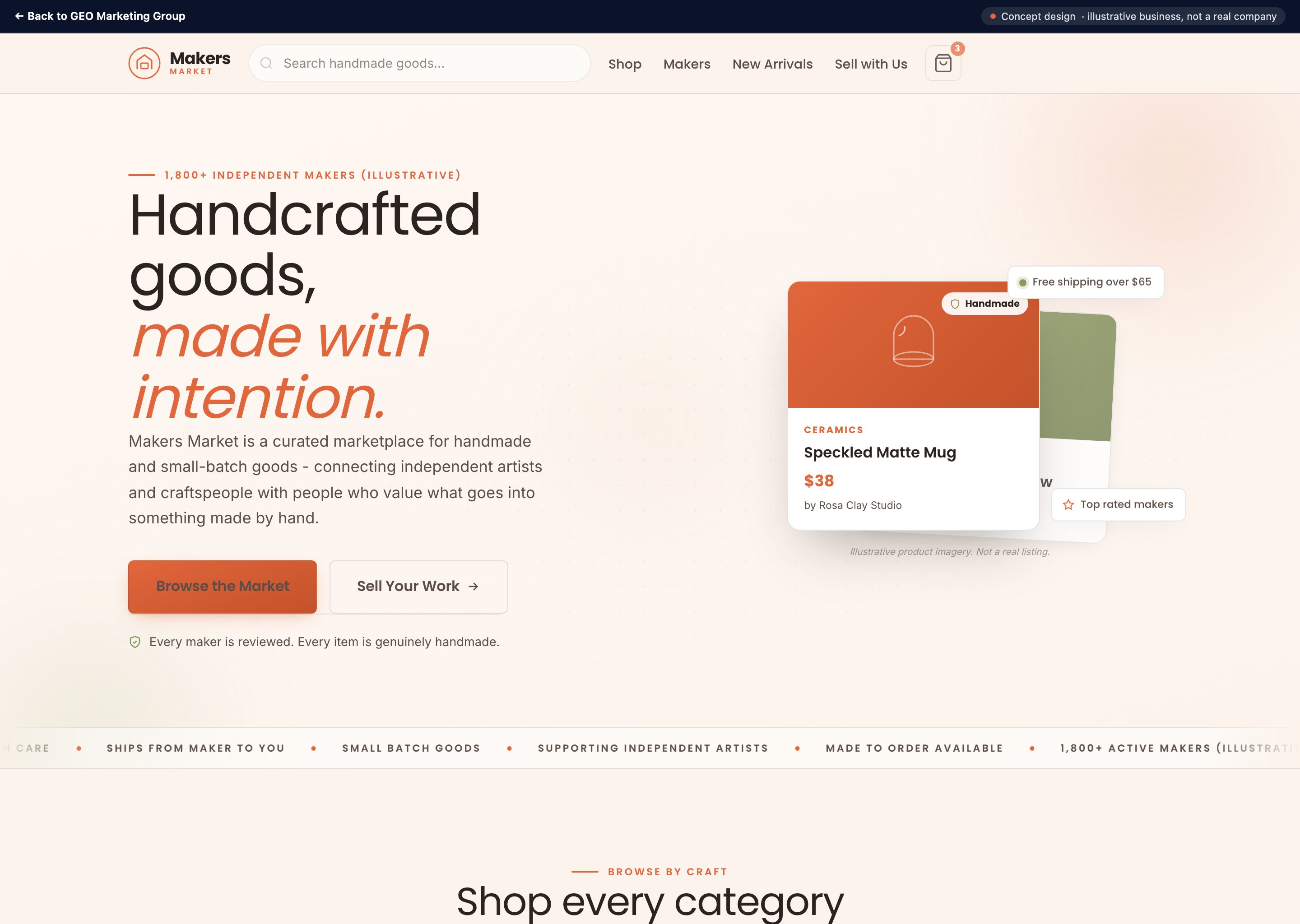 Makers Market - concept website design