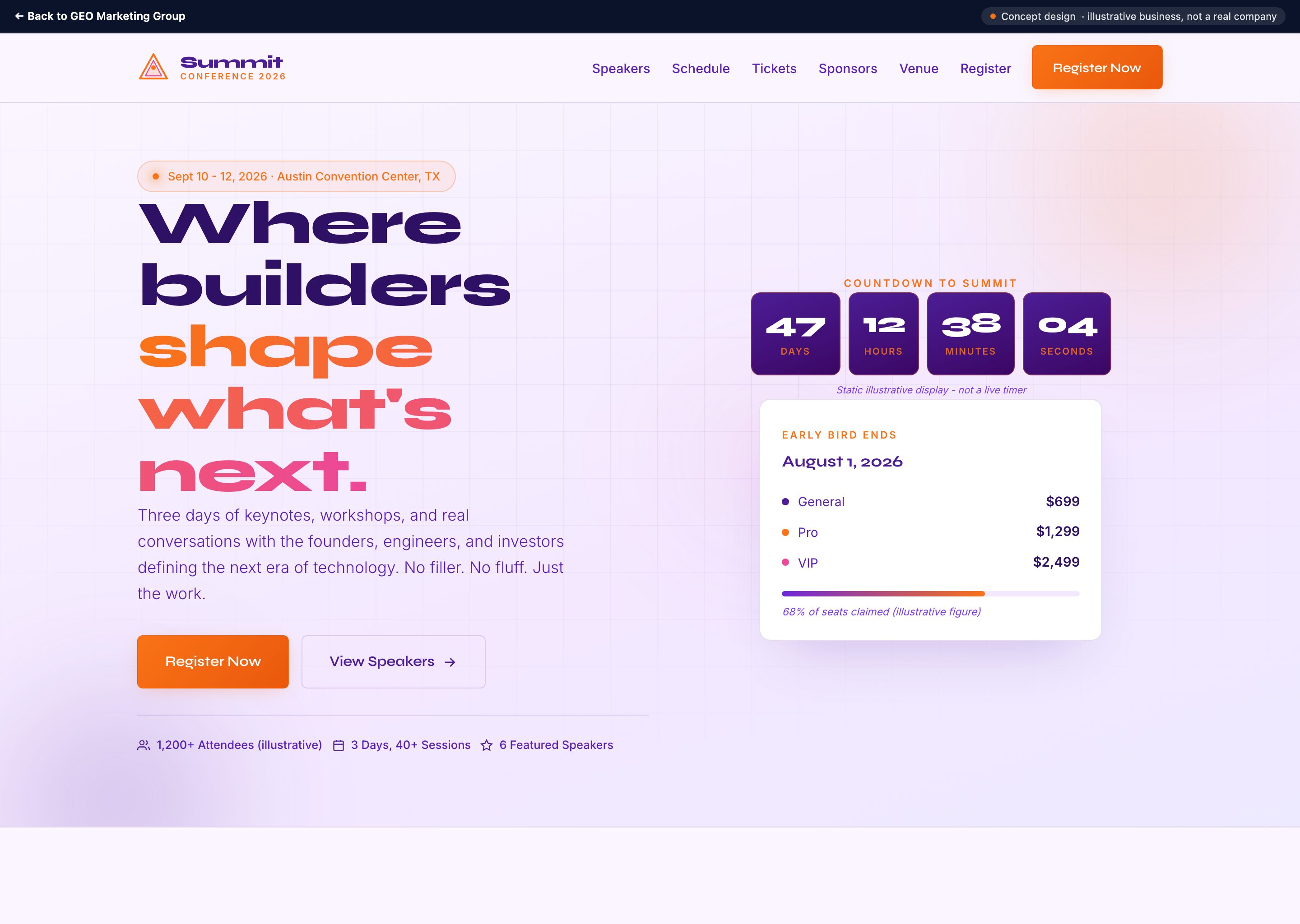 Summit Conference - concept website design