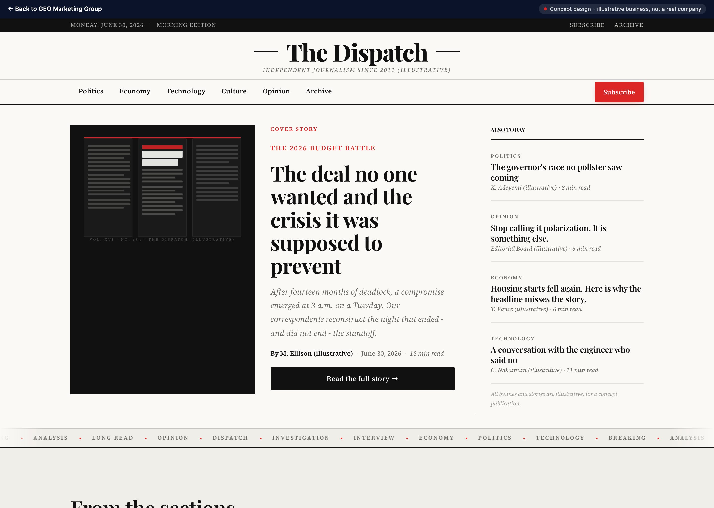 The Dispatch - concept website design